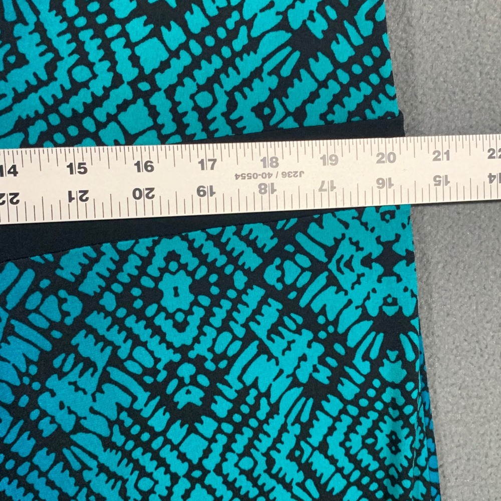 Catherines Maxi Dress Womens 0XWP 14/16WP Teal Black Tribal Handkerchief Hem Exc - Picture 5 of 7